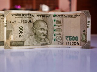 Five hundred rupees Note, Indian currency, selective focus 