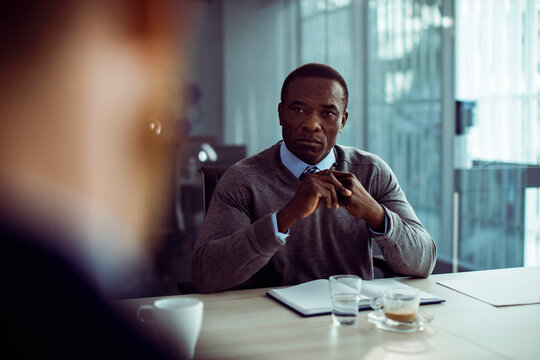 Businessman during professional meeting in the office