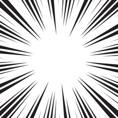 Obraz premium Sun Rays or Explosion Boom for Comic Books Radial Background Vector. Speed rays. Action, speed lines, stripes for comic book frame. Dynamic, speed stripes abstract frame. Comic book background.