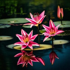 pink water lilies