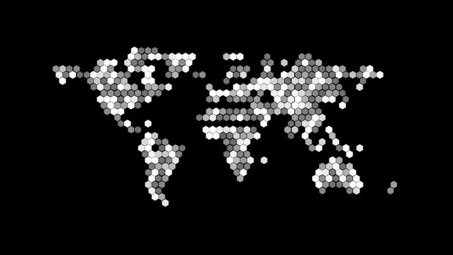 map of the world animation of a map in black and white
