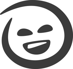 Abstract laughing emoji face flat style. Linear round character faces