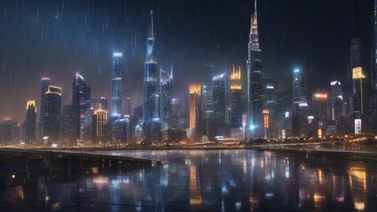 Fototapeta na wymiar view of city while raining
