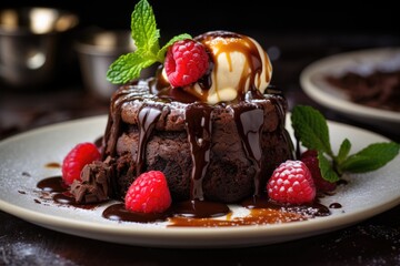 Rich and decadent chocolate lava cake with a gooey center, a sumptuous and irresistible dessert option