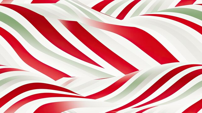 A dynamic Christmas pattern featuring bold red and white waves with subtle green accents, creating a sense of flowing holiday cheer.