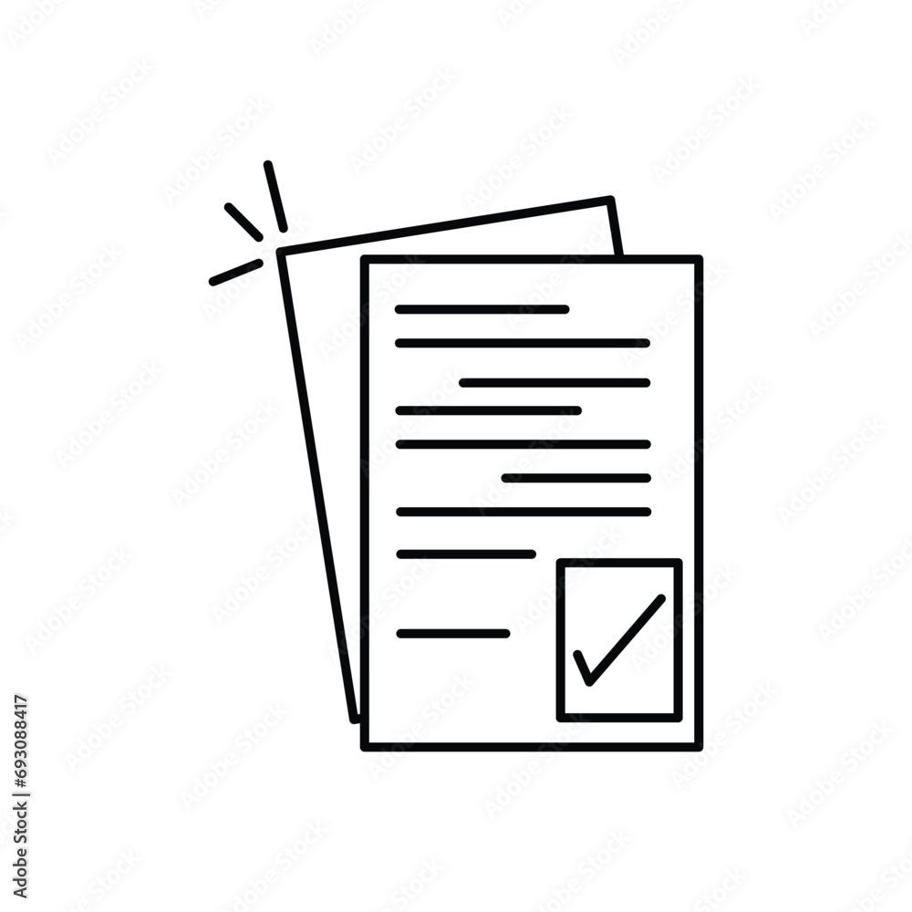 Aufkleber linear pile of license or contract documents. concept of doc checkup with approve seal or correct pa
