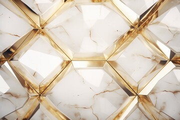 Abstract polygonal pattern luxury white with gold and marble background