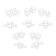 Theater Mask Line Drawing