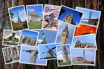 World travel collage. Travel photos composition.