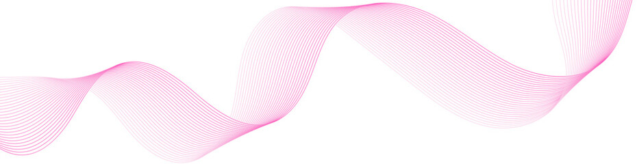 Abstract background with waves for banner. Web banner size. Vector background with lines. Element for design isolated on white. Pink color. Beauty, love, girl