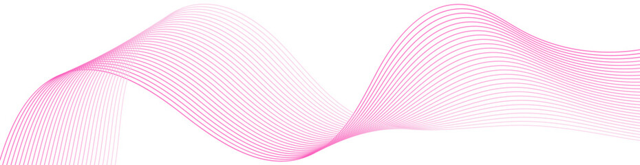 Abstract background with waves for banner. Web banner size. Vector background with lines. Element for design isolated on white. Pink color. Beauty, love, girl - obrazy, fototapety, plakaty