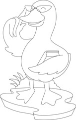 Duck Teacher Book Animal Vector Graphic Art Illustration