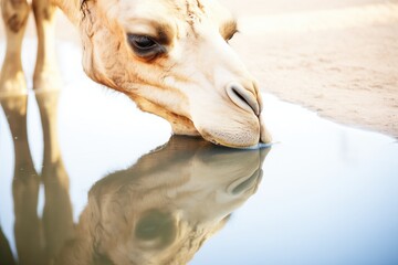 reflection of camel in water hole