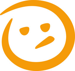 Abstract confused emoji face flat style. Linear round character face