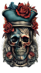 Ancient pirate skull in white background