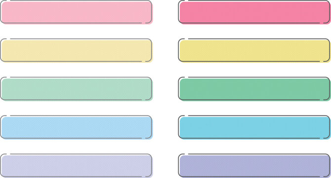 版ズレの角丸テロップフレーム10種セット_パステルカラー