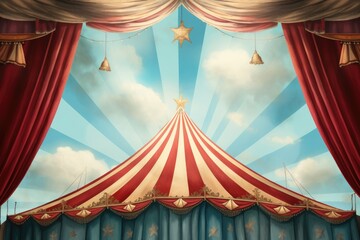 Circus tent illustration, Generative AI - obrazy, fototapety, plakaty