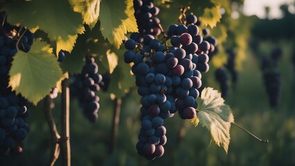 France's famous black grape fields, summer time
