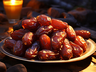  Close-up of neatly arranged harvested dates against a soft, blurred background. 