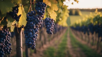 Fotobehang France's famous black grape fields, summer time  © abu