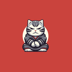 Cat Japanese logo flat vector design