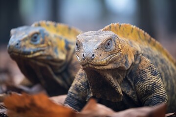 Obraz premium a pair of komodo dragons during the season