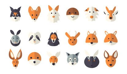 Abstract vector animal icons on white background