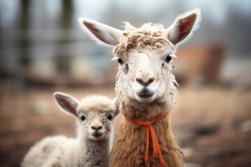 young llama and lamb together