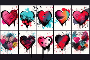 Heart graffiti with drips of paint in a street grunge style.