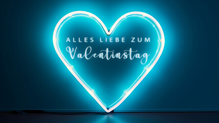Alles Liebe zum Valentinstag, Konzept, Grußkarte mit Text – Neon Licht Lampe in der Form eines...