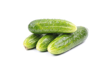 Fresh cucumbers on a white background