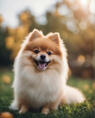 Fototapeta premium portrait of Pomeranian, smiling 