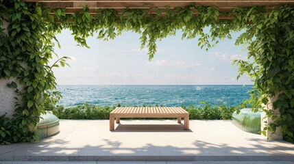 Vacation Concept with Beach. Holiday Background with Natural Plant Elements.