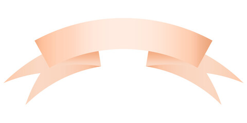 Cute big arched ribbon for highlighting greetings. Silk ribbon in delicate light peach color.Element for postcards, holidays,promotions.The trending peach gradient of 2024.Isolated on white.