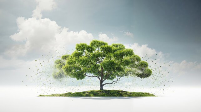 Climate Change Networking Concept with Tree and Network Lines.