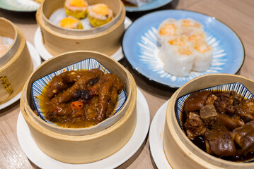 Chinese different dim sum in restaurant