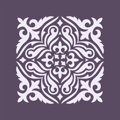 Round Pattern Mandala. Abstract design of Persian, Islamic, Turkish, Arabic vector circle floral ornamental border. Abstract Asian elements of the national pattern of the ancient nomads of the Kyrgyz
