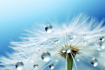 waterdrop on dandelion seed close up