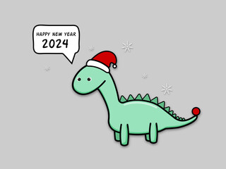 New year 2024. Year of the dragon. Cartoon text template with the dragon. Christmas template