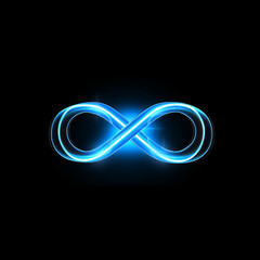 infiniti icon, glowing blue with white accents, vector style on black background - obrazy, fototapety, plakaty