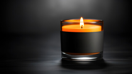 Obraz na płótnie Canvas Generative AI, candle with label mockup. Aesthetic minimalistic composition blank, textile. Comfort, spa, relax and wellness concept...