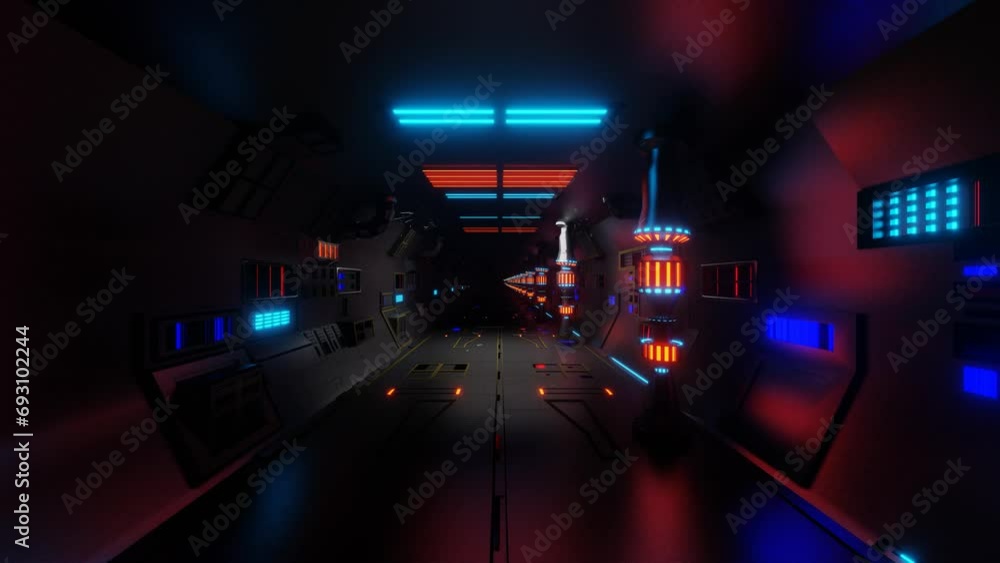 Poster endless movement forward through the futuristic fantasy shadow. looped animation. 3d render
