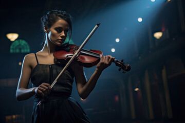 Fototapeta premium woman playing violin