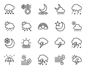 Outline icons set for Weather.