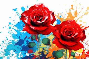 Éclat Nuptial: Roses en Aquarelle pour Fiançailles et Saint-Valentin