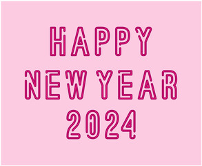 Happy New Year 2024 Abstract Purple Graphic Design Vector Logo Symbol Illustration