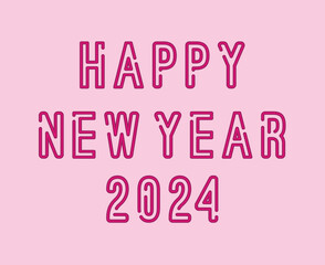 Happy New Year 2024 Abstract Purple Graphic Design Vector Logo Symbol Illustration