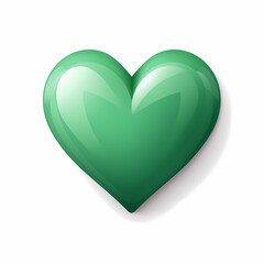 Green heart. Green volume heart isolated on white background.