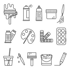 Paint brushes line icons. Design and craft icon set, outline style. Graphic Designer