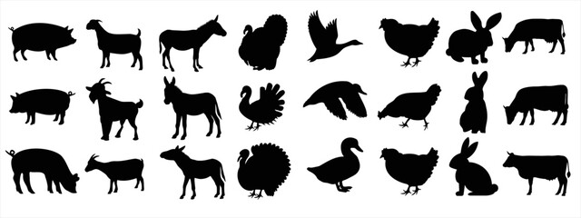 Farm animals vector set illustration